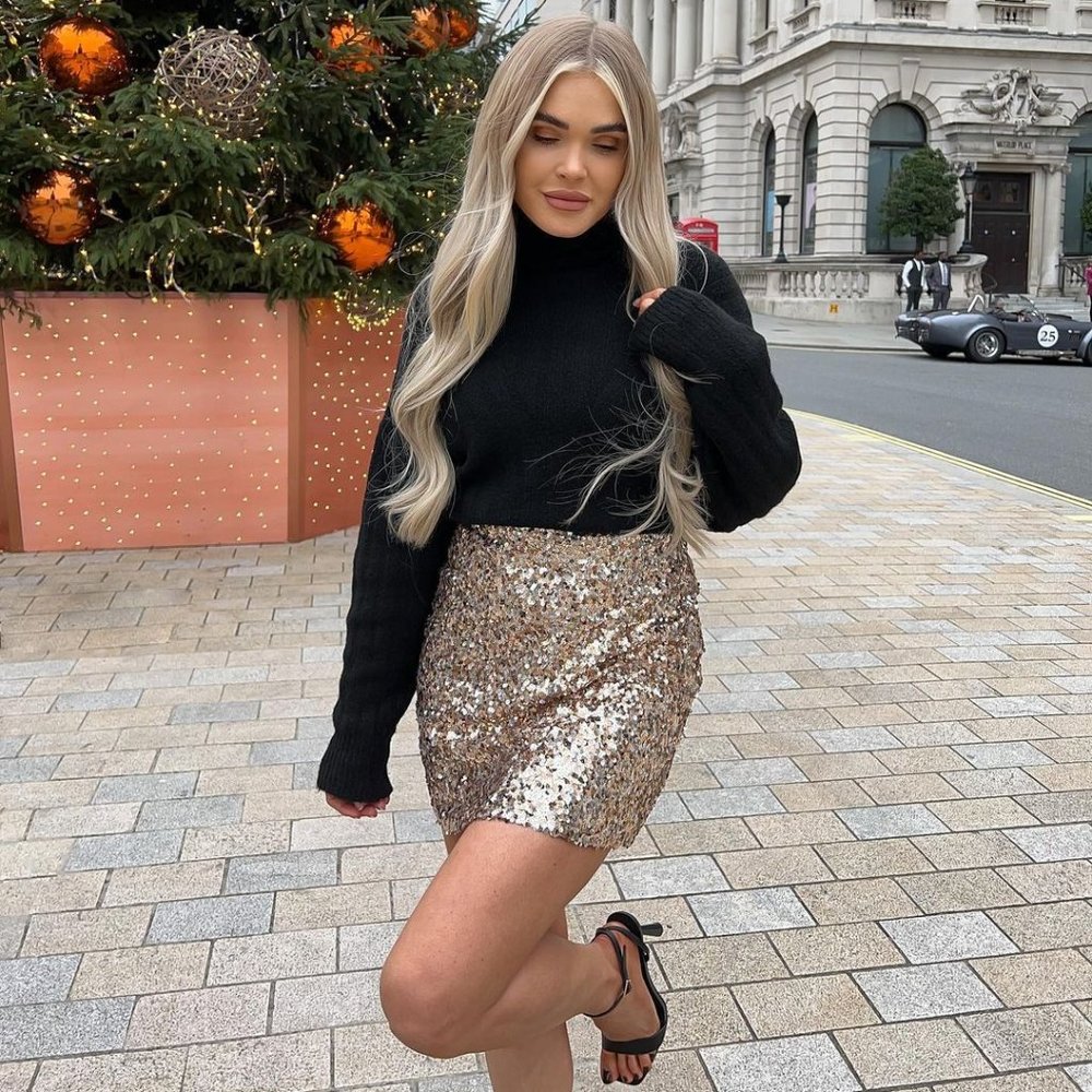 BLOGGER'S FAVE! Zara Gold Sequin High-Waisted Mini Skirt Sz XS & S XNWT_8